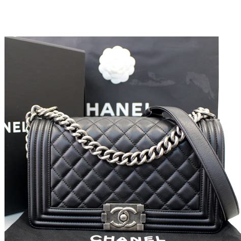 all black chanel boy bag|Chanel black medium boy bag.